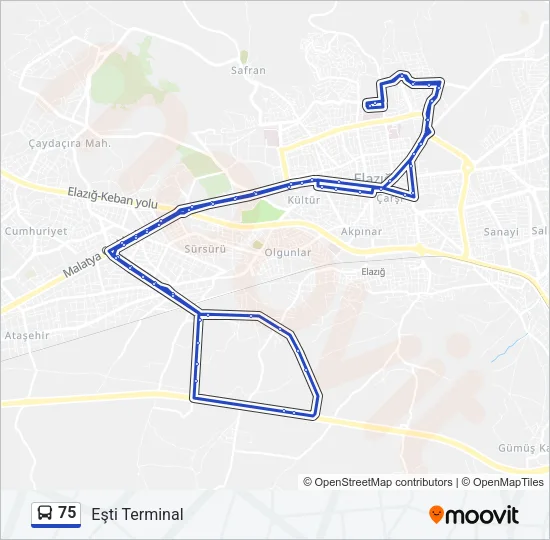 75 Bus Line Map