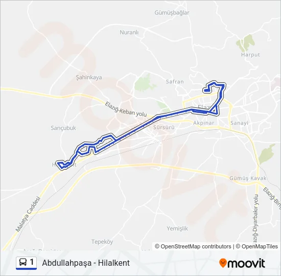 1 Bus Line Map