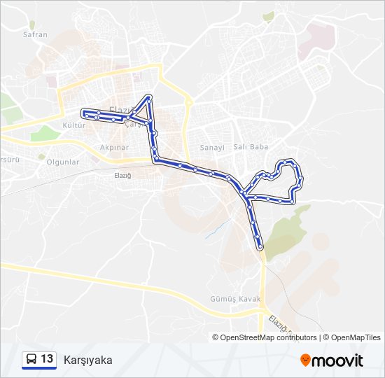 13 bus Line Map