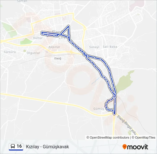 16 Bus Line Map