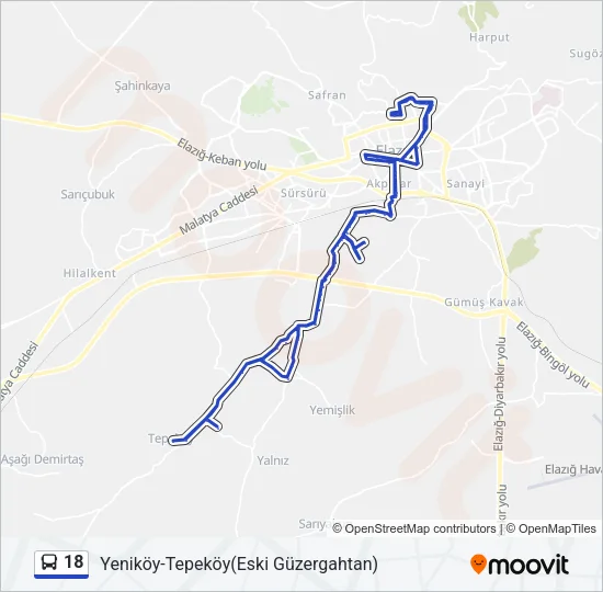 18 Bus Line Map