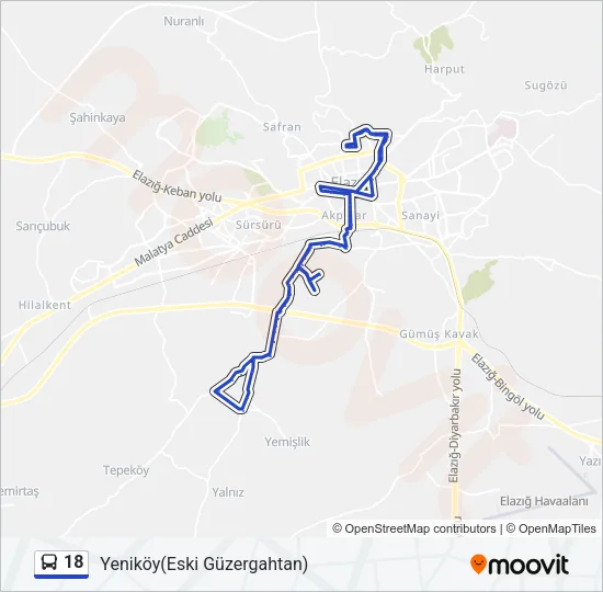 18 Bus Line Map