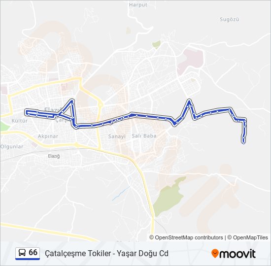 66 otobüs Hattı Haritası
