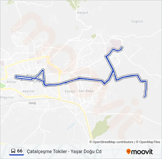 66 otobüs Hattı Haritası