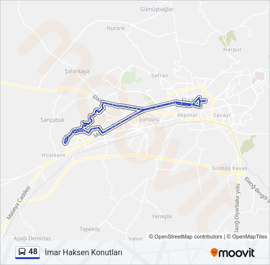 48 otobüs Hattı Haritası
