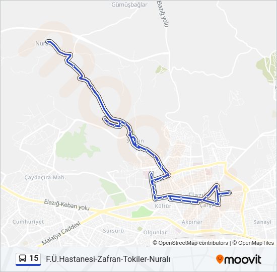 15 otobüs Hattı Haritası