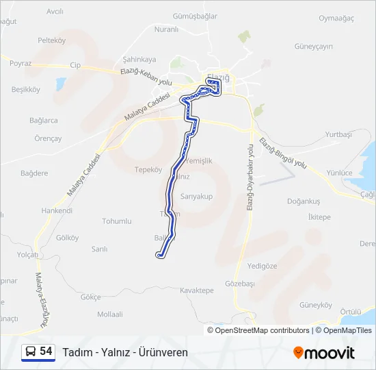 54 Bus Line Map