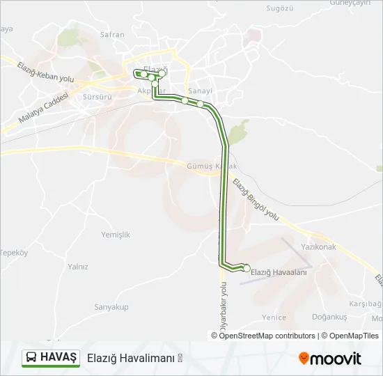HAVAŞ Bus Line Map