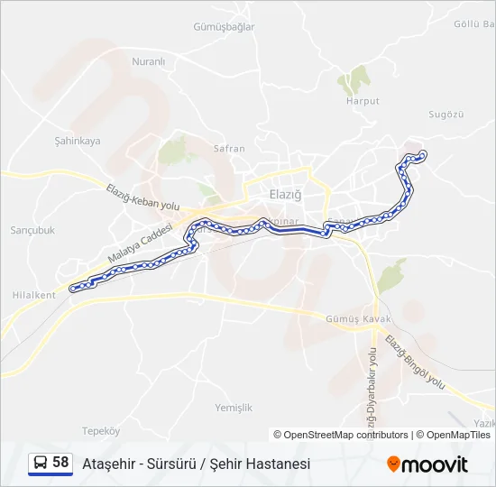 58 Bus Line Map