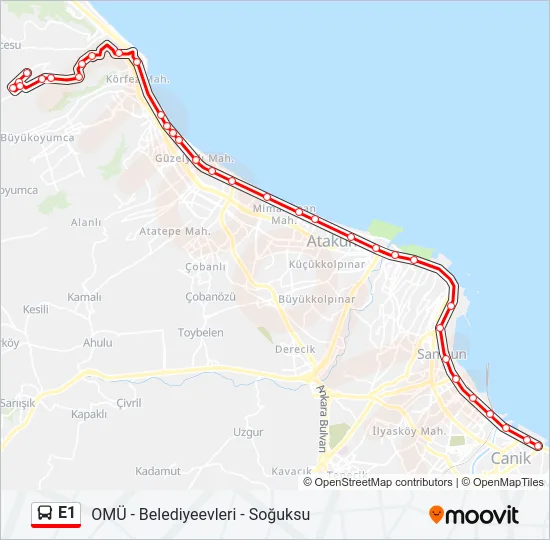 E1 Bus Line Map