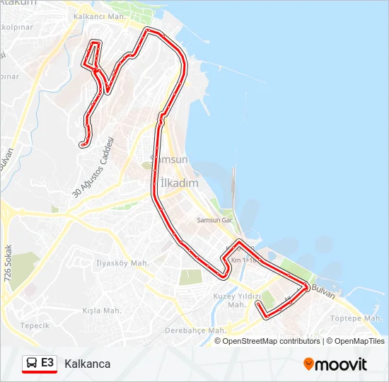 E3 Bus Line Map