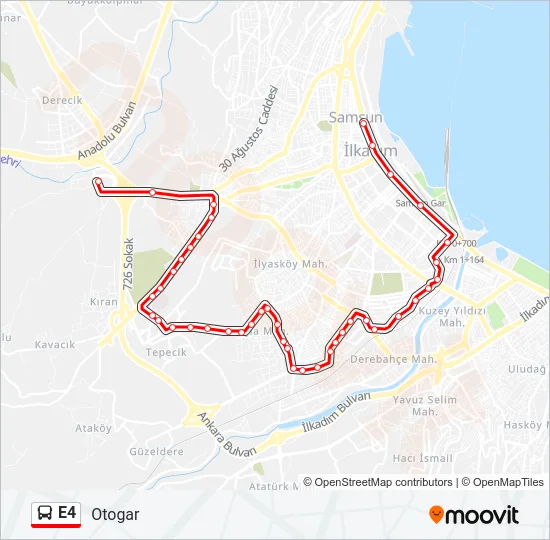 E4 Bus Line Map