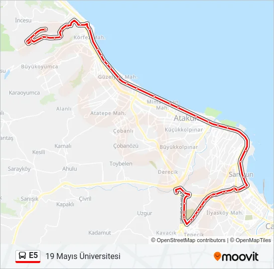 E5 Bus Line Map