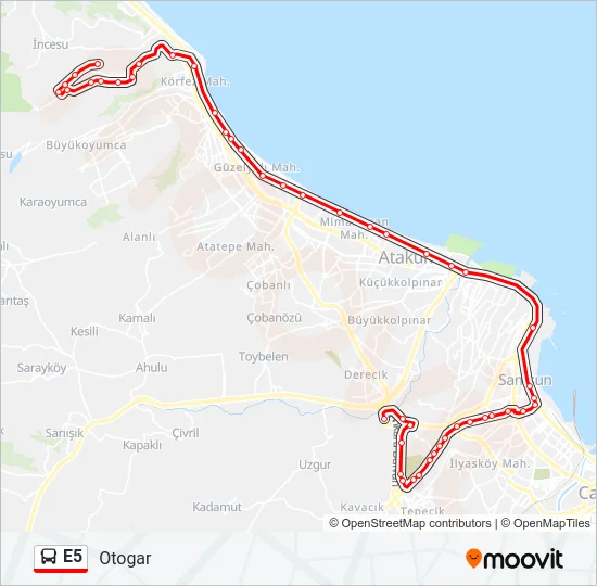 E5 Bus Line Map