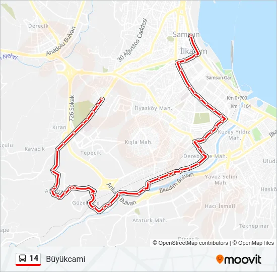 14 Bus Line Map