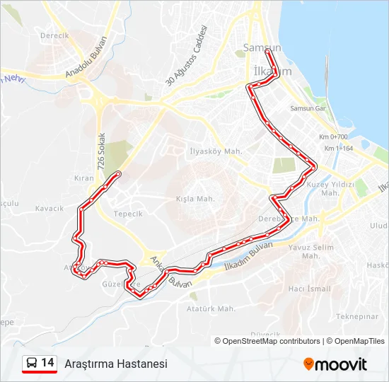 14 Bus Line Map