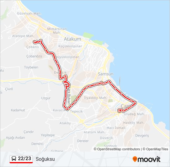 22/23 otobüs Hattı Haritası