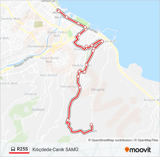 R25S Bus Line Map