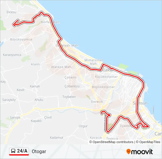24/A Bus Line Map