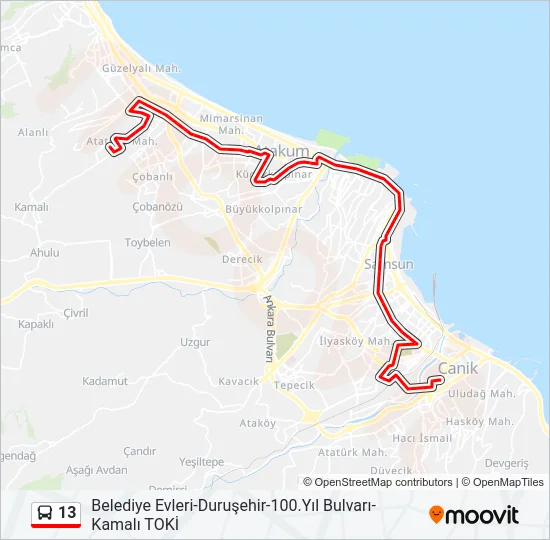 13 Bus Line Map