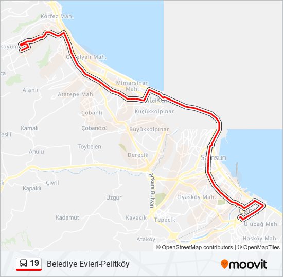 19 bus Line Map