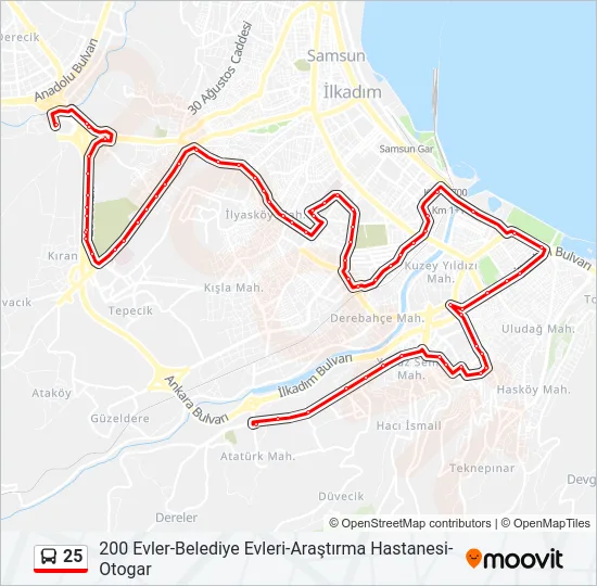 25 Bus Line Map