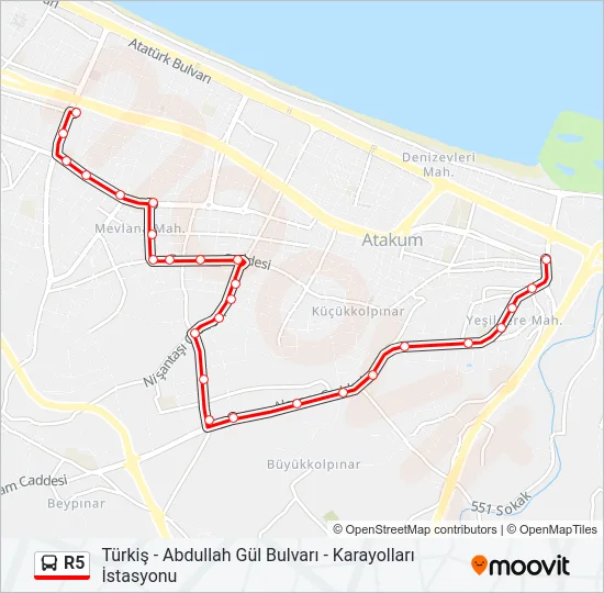 R5 Bus Line Map