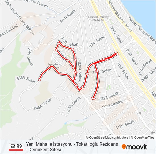 R9 bus Line Map