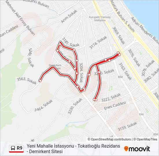 R9 Bus Line Map