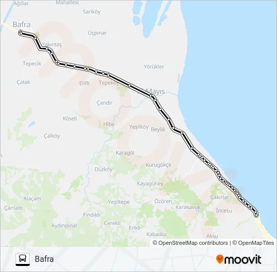 SAMSUN-BAFRA Bus Line Map