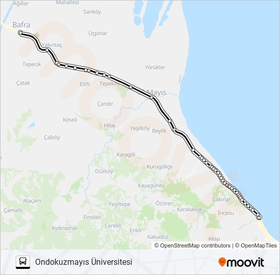 SAMSUN-BAFRA bus Line Map