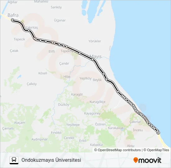 SAMSUN-BAFRA Bus Line Map