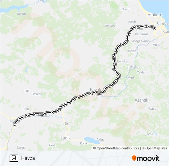 SAMSUN-HAVZA bus Line Map