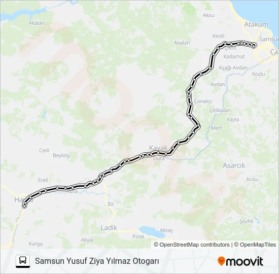 SAMSUN-HAVZA Bus Line Map