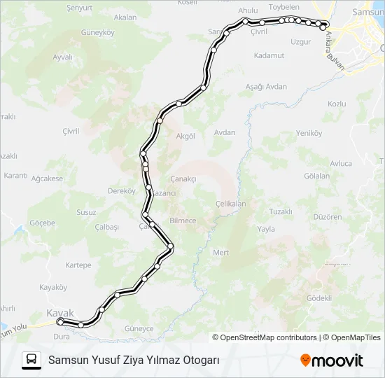SAMSUN-KAVAK Bus Line Map