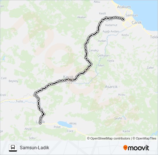 SAMSUN-LADIK bus Line Map