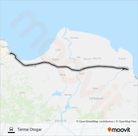 SAMSUN-TERME Bus Line Map