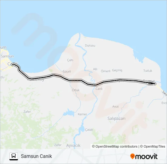 SAMSUN-TERME Bus Line Map