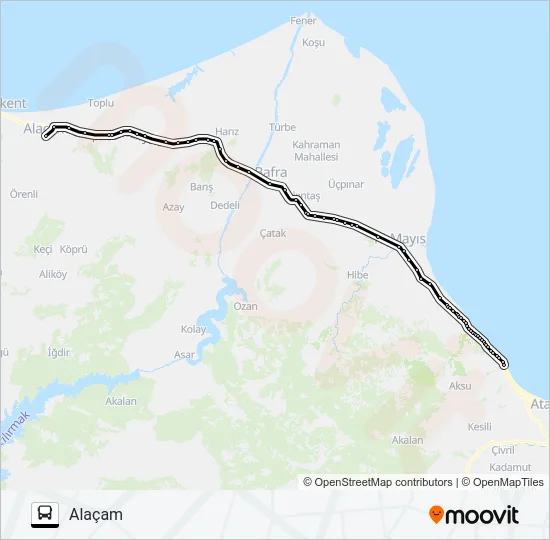 SAMSUN-ALAÇAM Bus Line Map