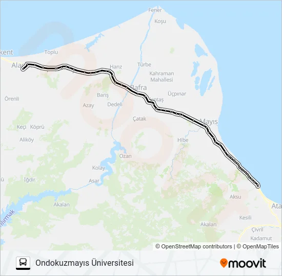 SAMSUN-ALAÇAM Bus Line Map