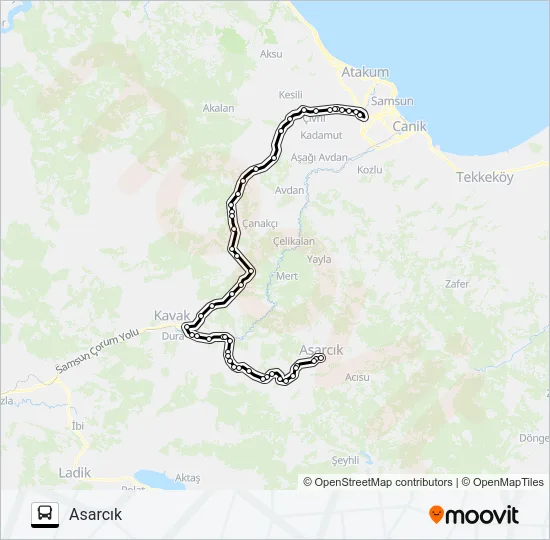 SAMSUN-ASARCIK Bus Line Map