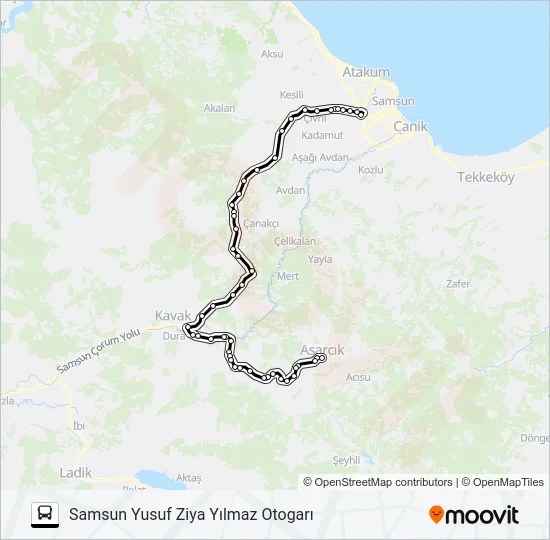 SAMSUN-ASARCIK Bus Line Map