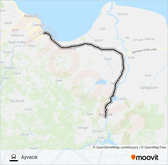 SAMSUN-AYVACIK Bus Line Map