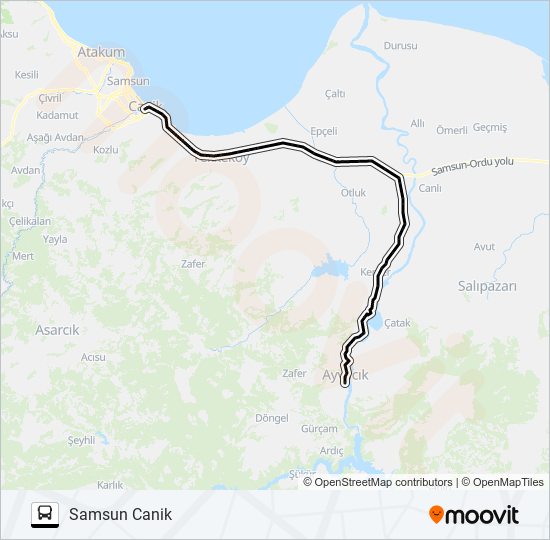 SAMSUN-AYVACIK bus Line Map