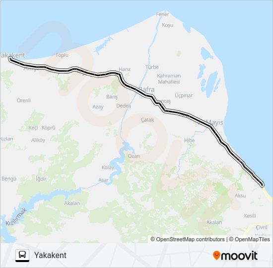 SAMSUN-YAKAKENT otobüs Hattı Haritası