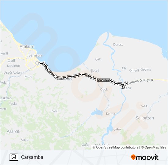 SAMSUN-ÇARŞAMBA bus Line Map