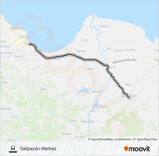 SAMSUN-SALIPAZARI Bus Line Map