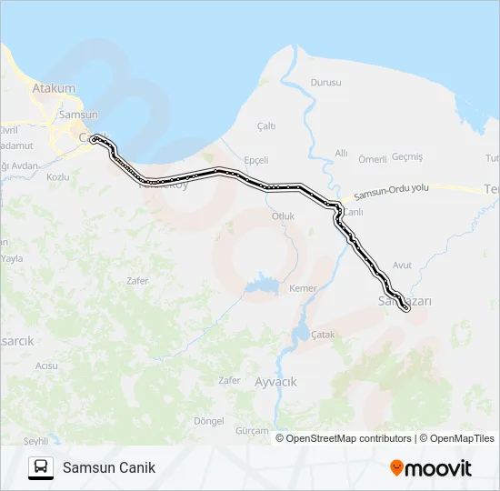SAMSUN-SALIPAZARI Bus Line Map