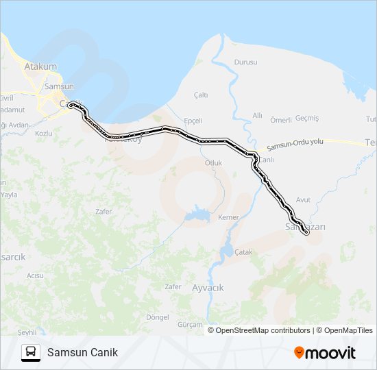 SAMSUN-SALIPAZARI otobüs Hattı Haritası