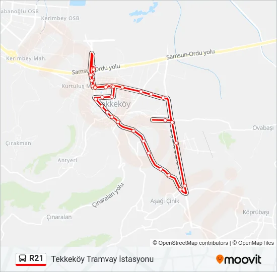 R21 Bus Line Map